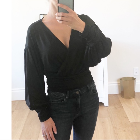 LAST 1! Red Surplice Long Sleeve Top Small - Picture 9 of 10